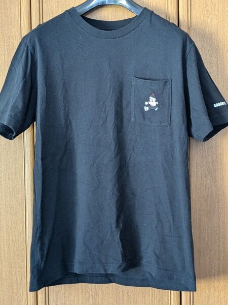 UT ドラゴンボールZ コラボ チャオズ 餃子 さよなら天さん 胸ポケット 半袖Tシャツ Lサイズ 黒色 ブラック