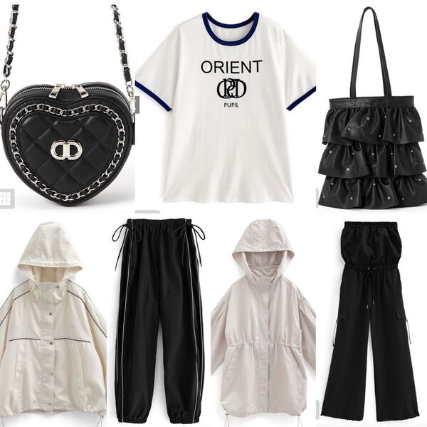 GRL グレイル 7点セット Tシャツ マウンテンパーカー ショルダーバッグ トートバッグ ブルゾン カーゴパンツ サロペット
