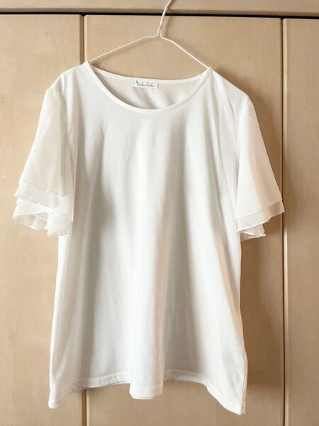 半袖 白 ブラウス カットソー プルオーバー ホワイト 無地 Tシャツ トップス フリル ハニーズ ベルーナ ユニクロ GU