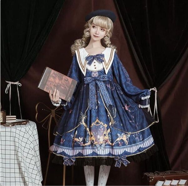 ロリータワンピース L 長袖 コスプレ ワンピース ゴスロリ お嬢様 イベント 衣装