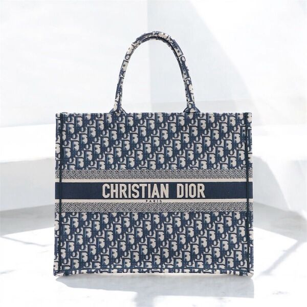 【極美品】DIOR ブックトート オブリーク ラージ ネイビー