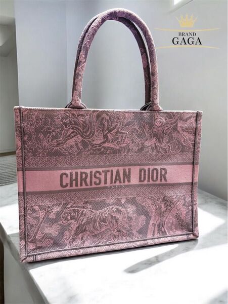 【限定★美品】DIOR ブックトート トワルドゥジュイ ミディアム ピンクグレー