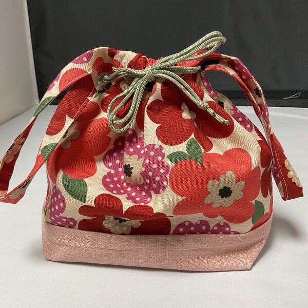簡単開閉巾着バック 花柄 お弁当袋にも ハンドメイド