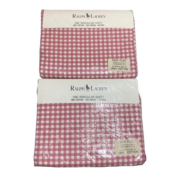 RALPH LAUREN フラットシーツ one regular sheet TWIN FLAT レッドチェック柄 2個セット