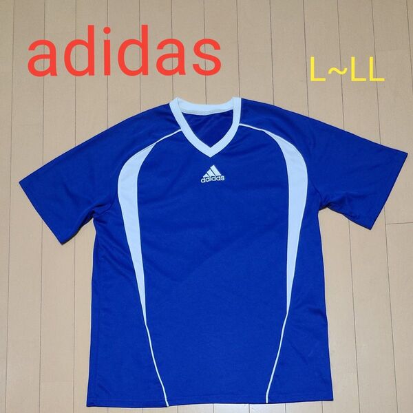 adidas アディダス メンズ 半袖 Tシャツ L~LL ブルー×ホワイト トレーニング ランニングウェア ウォーキング