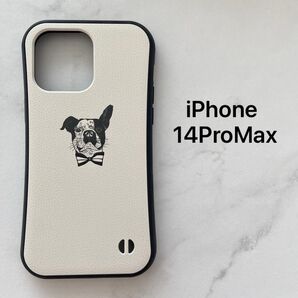 iPhone14ProMaxケース アイフォン14プロマックスケース 犬 いぬ 耐衝撃 バンパー 白 ホワイト