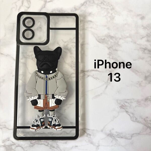 iPhone 13 Pro対応 ケースシリコン 耐衝撃 クール 3D フレンチブルドッグ フルボディ保護カバー