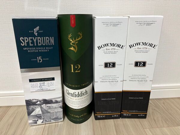 【スコッチ飲み比べ】ウイスキー4本セット ボウモア12年×2本・グレンフィディック12年・スパイバーン15年