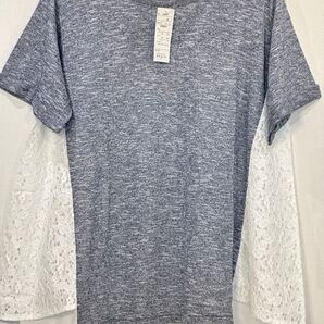 新品◆シフォン レース カットソー チュニック 半袖 大きいサイズ