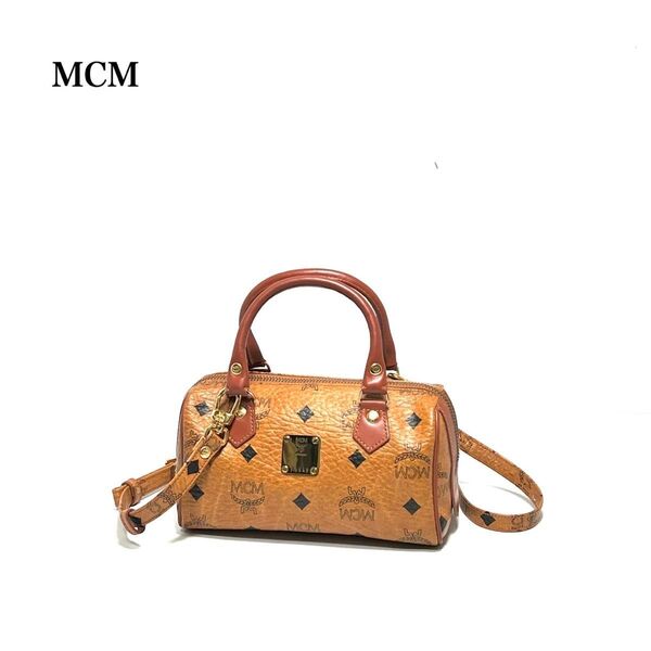 【美品】MCM/エムシーエム/ヴィセトス柄/本革・レザー/斜め掛け/クロスボディ/ショルダーバッグ/ミニボストン/ミニハンドバッグ