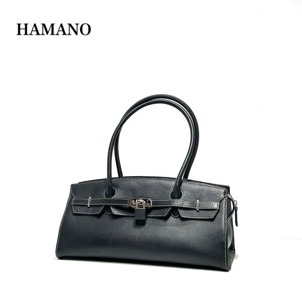 【美品】HAMANO 濱野皮革工藝 ハマノ/レザー 本革/シルバー金具/カデナ付/肩掛け/ワンショルダーバッグ/ハンドバッグ