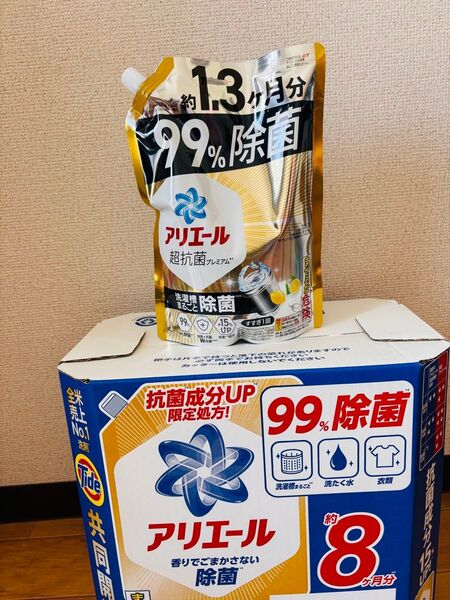 【新品・24時間以内発送】アリエール 洗濯洗剤 液体タイプ 除菌成分プラス 詰め替え 1,000g × 6個セット
