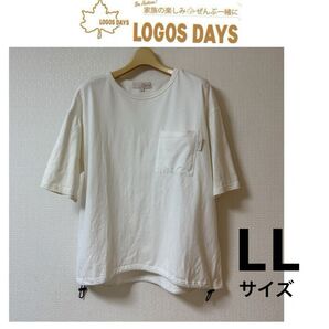 裾ドロスト紐付き Logos Days ロゴスデイズ オフ白 オフホワイト ゆるっと半袖Tシャツ LLサイズ