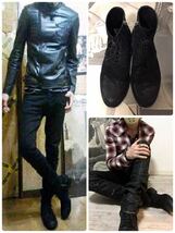 正規 LOUNGE LIZARD side zip boots ラウンジリザード サイドジップ レースアップブーツ ブラック size3★_画像8