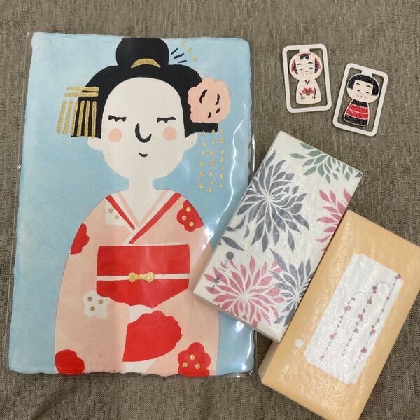和文具セット 葉書 メモ こけしクリップ