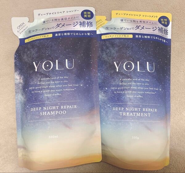 YOLU ヨル ディープナイトリペア なめらか ベルガモット&ムスク シャンプー 350ml トリートメント 350g
