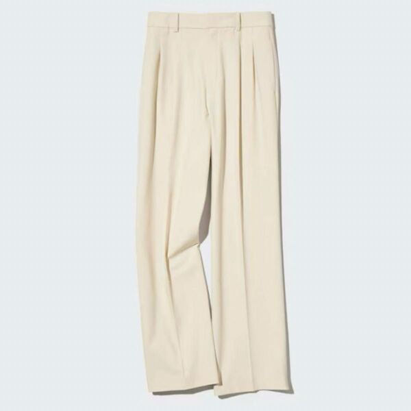UNIQLO タックワイドパンツ(ツータック 丈標準) クリーム S