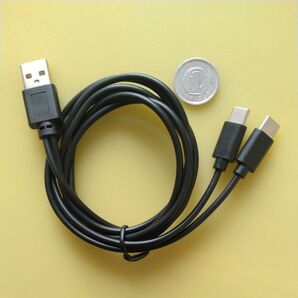 USB充電ケーブル 2分岐 タイプC ×2 70センチ 黒 新品