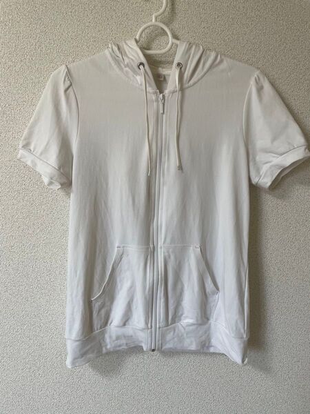UNIQLO ユニクロ トップス 半袖パーカー ジップアップパーカー フーディ スポーツウェア L 白