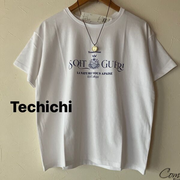 テチチ カレッジプリントtシャツ ロゴtシャツ 新品 Techichi 半袖 プリント Tシャツ クルーネック