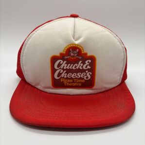 80s ヴィンテージ Chuck E. Cheese's Pizza Time Theatre プリントロゴ トラッカーキャップ