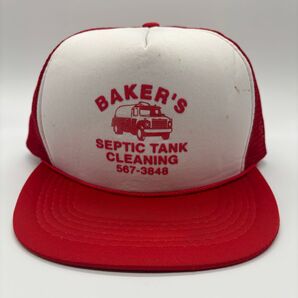 90s ヴィンテージ BAKER'S SEPTIC TANK CLEANING 企業物 車プリントロゴ トラッカーキャップ