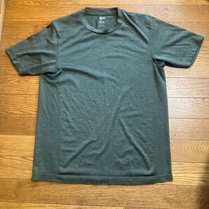 ユニクロ エアリズムクルーネックTシャツ グリーン系 Sサイズ