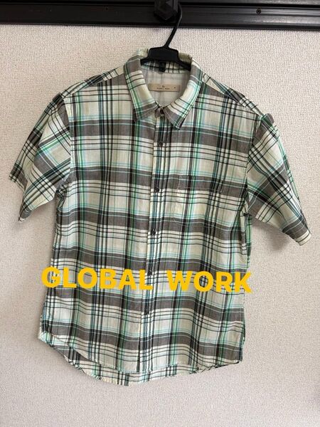 【GLOBAL WORK】 半袖シャツ チェック柄 メンズ M