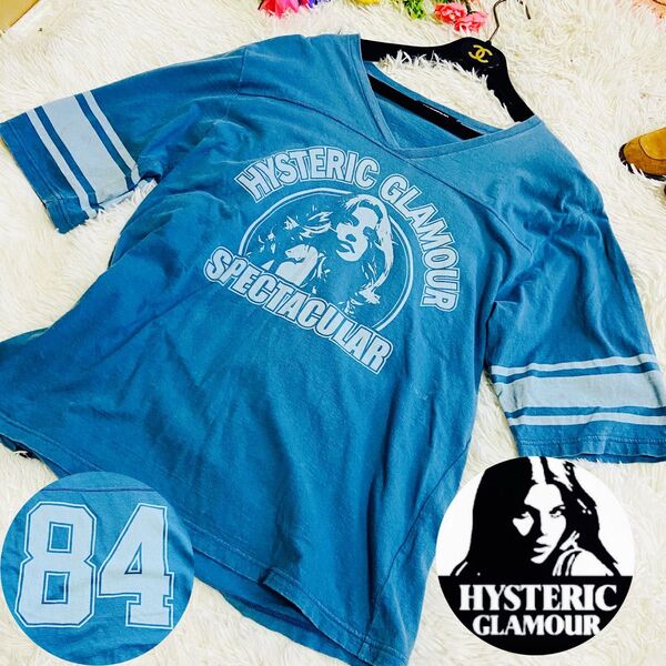 Lサイズ●HYSTERIC GLAMOUR●ヒステリックグラマー●Tシャツ●ヒスガール●スカイブルー●古着●ヴィンテージ●メンズ●