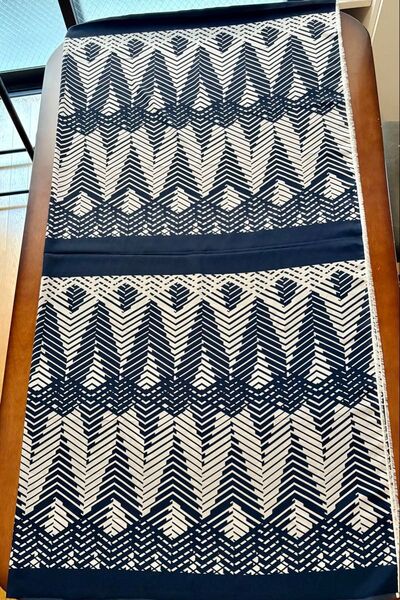 新品未使用 2.8m ポリエステル100% サラッと風合い生地 柄物 ネイビー
