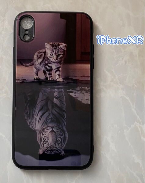 可愛いねこちゃん♪薄型背面9Hガラスケース iPhoneXR 虎猫