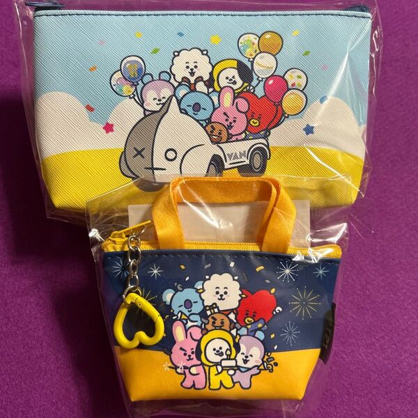 BT21 MIX Shining クッキー入りポーチ 、金平糖入りバックポーチ 2個セット 新品未開封 ポップアップ限定品