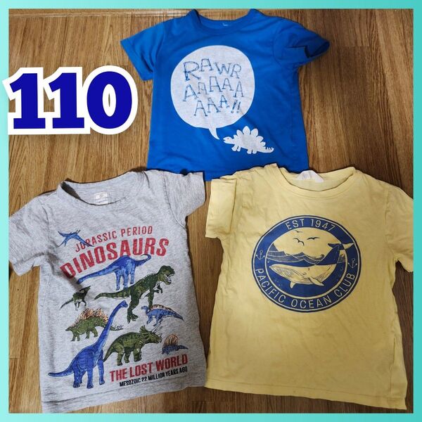 110 まとめて 恐竜 男の子 H&M 半袖 Tシャツ 夏 カットソー 子供服 キッズ
