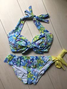 PEAK&PINEpi-k& pine swimsuit bikini floral print flower blue tube top 