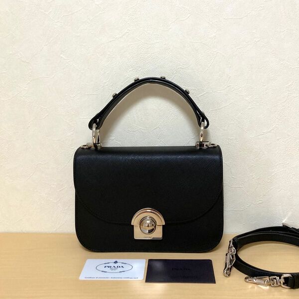 プラダ PRADA 1BD030 バッグ サフィアーノ レザー 2way ショルダーバッグ ハンドバッグ 黒 ショルダー
