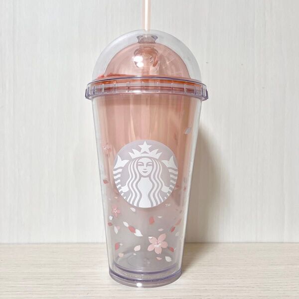 美品 韓国スタバ さくら ドームリッド グリッター コールドカップ タンブラー