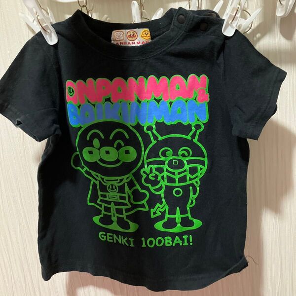 アンパンマン 90サイズ 黒 女の子 男の子 バイキンマン キッズ Tシャツ 半袖Tシャツ 半袖