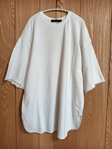 お値下げ無地白ビッグ Tシャツ 五分袖サイズ M表記 柔らか素材