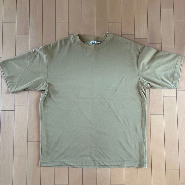 ユニクロ エアリズムコットンオーバーサイズTシャツ 5部袖 XL マスタード