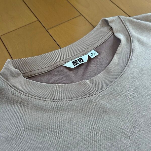 ユニクロ エアリズムコットンオーバーサイズTシャツ 5部袖 XL ブラウン