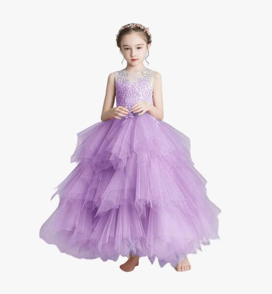 ドレス キッズ ピアノ 発表会 女の子 演奏会 お姫様 フォーマル 140 カラードレス 結婚式 ステージ衣装