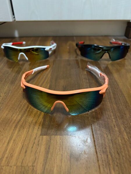スポーツサングラス UV400 軽量 紫外線カット サイクリング 3つセット
