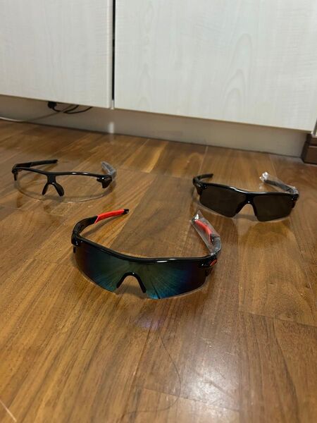 スポーツサングラス UV400 軽量 紫外線カット サイクリング 3つセット