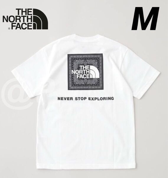 新品 ノースフェイス Tシャツ バンダナスクエアロゴティー 白 ホワイト W2 M
