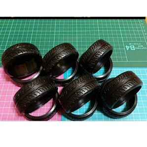 リアルトレッドパターン ⑥ ドリフト タイヤ 3台分 ラジコン ホイール YD-2 ドリパケ TT01 TT02 などに