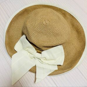 お得 麦わら帽子 リボン