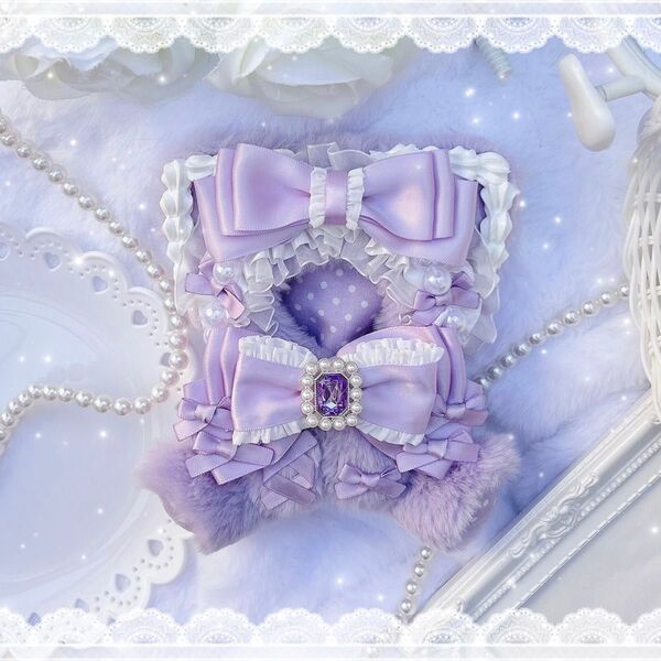 10cm おすわり ぬい服 着ぐるみ 裏地付き ねこ耳 紫 ホイップ 12