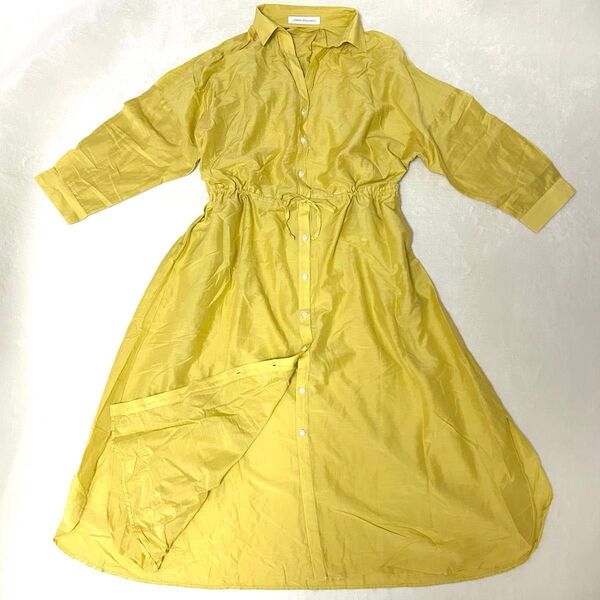 URBAN RESEARCH アーバンリサーチ コットンシルク シャツワンピース イエロー 七分袖 長袖