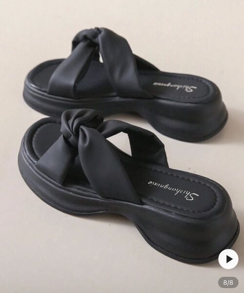 サンダル 厚底サンダル ミュールサンダル黒