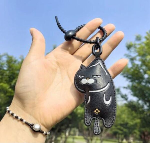 黒猫 ぶさかわ キーホルダー バックチャーム 猫 ねこ かわいい 癒し